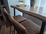 2 suede industriele look barkrukken | barstoelen, Ophalen, Twee, Bruin, Zo goed als nieuw