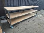 Zware mobiele werkbank 2400mmL X 600mmB X 900mmH met plank., Ophalen, Gebruikt, Minder dan 70 cm