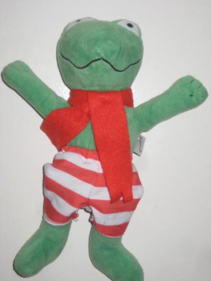 Kikker Max Velthuijs rode das pluche knuffel + boek, Kinderen en Baby's, Speelgoed | Knuffels en Pluche, Zo goed als nieuw, Overige typen