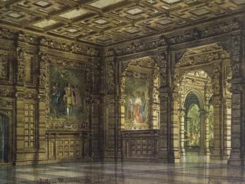 La Scala Milaan decor ontwerp, Verdi - Vintage prent, 1945  beschikbaar voor biedingen