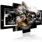 625 Abstract Zwart Goud 5 Luik Canvas Schilderij 200x100cm, Antiek en Kunst, Kunst | Schilderijen | Modern, Ophalen of Verzenden