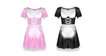 Heren sissy jurk / roze zwarte lingerie pakje dienstmeid beschikbaar voor biedingen