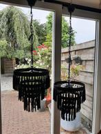 2 Handgemaakte Stoer sobere kroonluchters met zwarte franje, Ophalen of Verzenden, Nieuw, Overige materialen, Stoer en sober