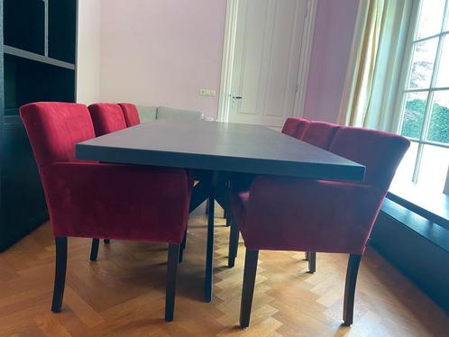 Eettafel spinpoot Richmond zwart 6 stoelen Olav, Huis en Inrichting, Tafels | Eettafels, Zo goed als nieuw, 50 tot 100 cm, 200 cm of meer
