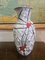 West Germany Fat Lava Vaas - Wit Rood Zwart - 41cm, Wit, Aardewerk of Porselein, Ophalen of Verzenden, Zo goed als nieuw
