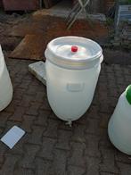 Kunstof vat 120L met kraantje/4 stuks/ regenton/ voerton, 75 tot 150 liter, Ophalen, Zo goed als nieuw, Met kraantje