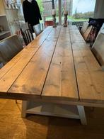 SteigerHouten eettafel 250x 80 naturel, witte poten, Saar 68, Huis en Inrichting, Tafels | Eettafels, Ophalen, Gebruikt, 150 tot 200 cm