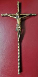Antiek koper/messing kruis met beeld Christus, Ophalen of Verzenden, Zo goed als nieuw, Beeld(je)