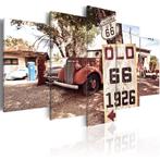 904 Oldtimer Route 66 Canvas 5 Luik Schilderij 200x100cm XXL, Ophalen of Verzenden