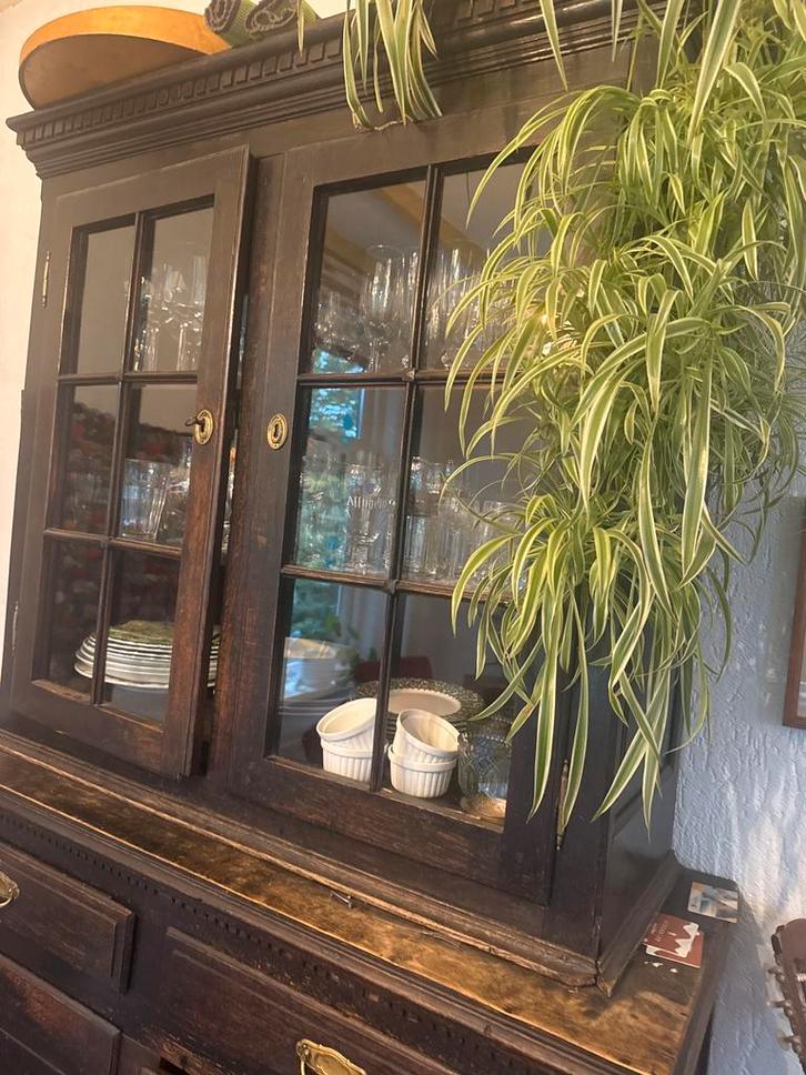 Antieke eiken buffetkast ca.1930 – glasdeuren – restauratie, Huis en Inrichting, Kasten | Buffetkasten, Gebruikt, 200 cm of meer