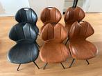 6 Stoelen (cognac/grijs) - Opknapper, Huis en Inrichting, Stoelen, Ophalen, Gebruikt, Bruin, Leer