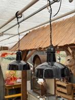 Zwart, emaille, fabriek- lampen, authentiek, werkend, Ophalen, Overige materialen, Gebruikt, Stoer