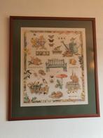 Twee ingelijste borduurwerk schilderijen, Antiek en Kunst, Ophalen of Verzenden