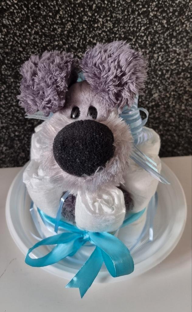 Luiertaart Woezel blauw jongen gebroorte babyshower. A boy!, Kinderen en Baby's, Kraamcadeaus en Geboorteborden, Nieuw, Ophalen of Verzenden