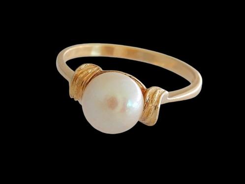 Prachtige grote 18 karaat Gouden Damesring Ring met Parel, Sieraden, Tassen en Uiterlijk, Ringen, Nieuw, Dame, 19 tot 20, Goud