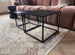 Zwart metalen set van 2 vierkante salontafels, Ophalen, Gebruikt, 50 tot 100 cm, Vierkant