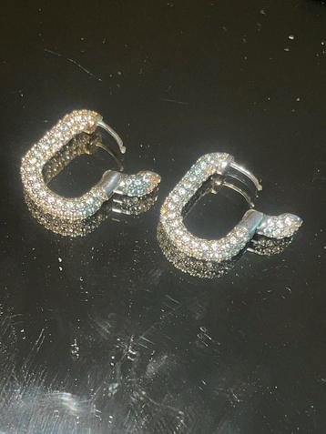 Zilverkleurige Strass Oorbellen beschikbaar voor biedingen