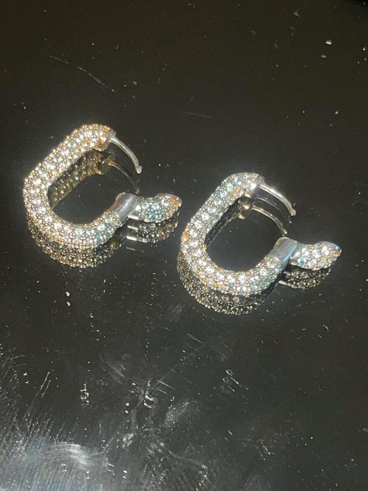 Zilverkleurige Strass Oorbellen, Sieraden, Tassen en Uiterlijk, Oorbellen, Gebruikt, Knopjes of Stekers, Overige materialen, Zilver