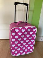 Rolkoffer roze met hartjes, Ophalen, Uitschuifbare handgreep, Gebruikt, Hard kunststof