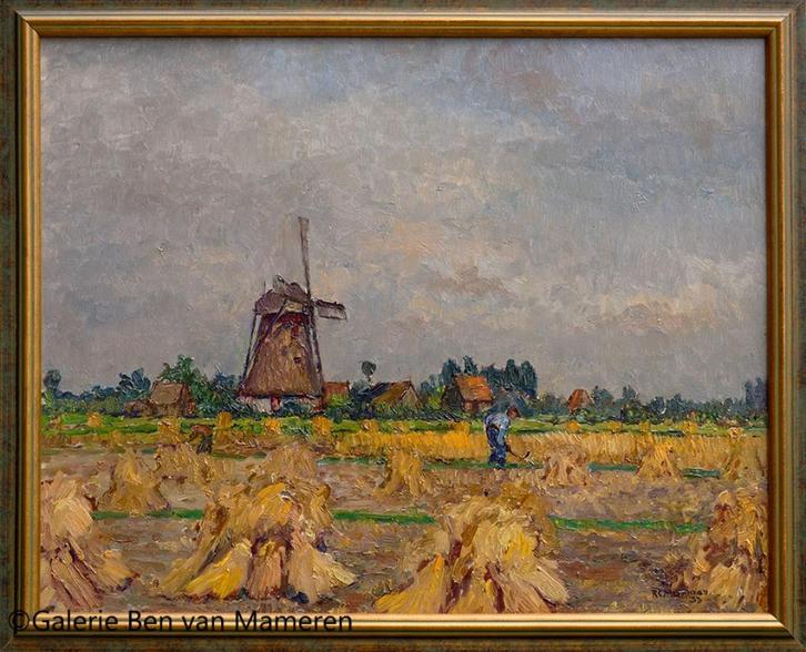 Molen Geldermalsen -  ges. Reier Murman 1908-1981 dd 1953, Antiek en Kunst, Kunst | Schilderijen | Klassiek, Ophalen of Verzenden
