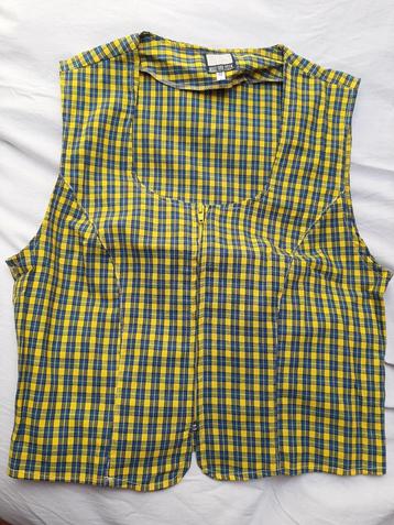 I.T.S. Mouwloze dames top, blauw, geel, geruit, maat 40/42  beschikbaar voor biedingen