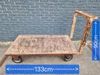 Platformwagen met duwbeugel transportwagen magazijnkar, Gebruikt, Ophalen of Verzenden, Transportkar, 100 liter of meer