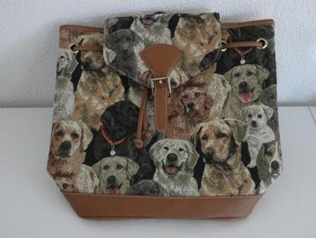 Rugzak Signature afbeelding honden, gewoven stof, kunstleer beschikbaar voor biedingen