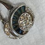 Antieke zilveren ring met saffieren .maat 17, Ophalen of Verzenden, Zilver, Ring