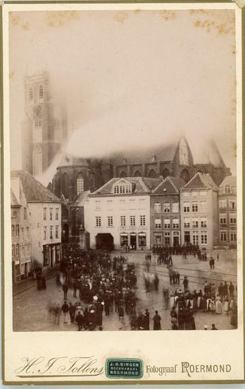 Kabinetfoto Roermond Limburg brand toren in 1892 beschikbaar voor biedingen