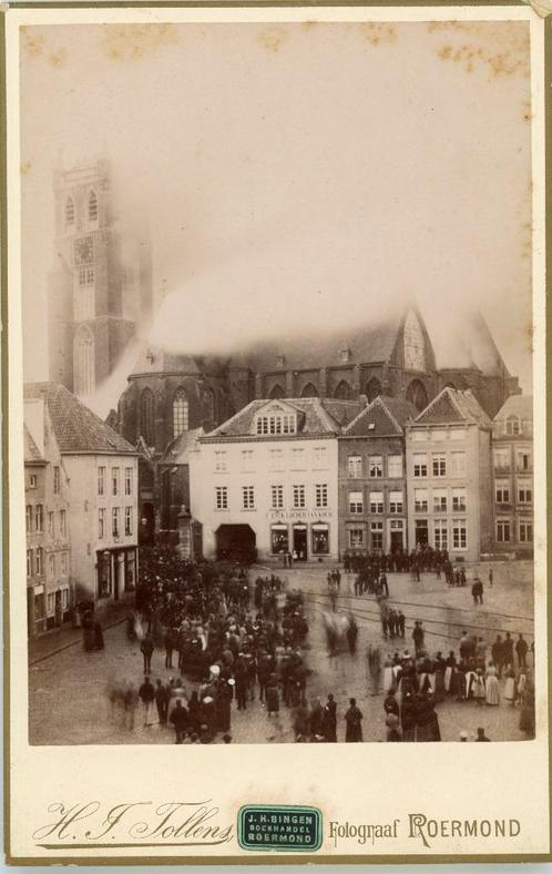 Kabinetfoto Roermond Limburg brand toren in 1892, Verzamelen, Ansichtkaarten | Nederland, Limburg, Voor 1920, Verzenden