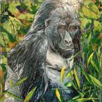Groot olieverf schilderij van gorilla met certificaat, Ophalen