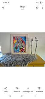Canvas schilderij modern dier zebra kleurrijk, Antiek en Kunst, Ophalen of Verzenden