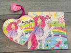 puzzel eenhoorn & prinses in hartvormige doos (25stukjes), 10 tot 50 stukjes, Ophalen of Verzenden, Zo goed als nieuw, 2 tot 4 jaar