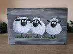 Schapen schilderij op steigerhout, Huis en Inrichting, Minder dan 50 cm, Oorspronkelijke maker, Nieuw, Ophalen of Verzenden