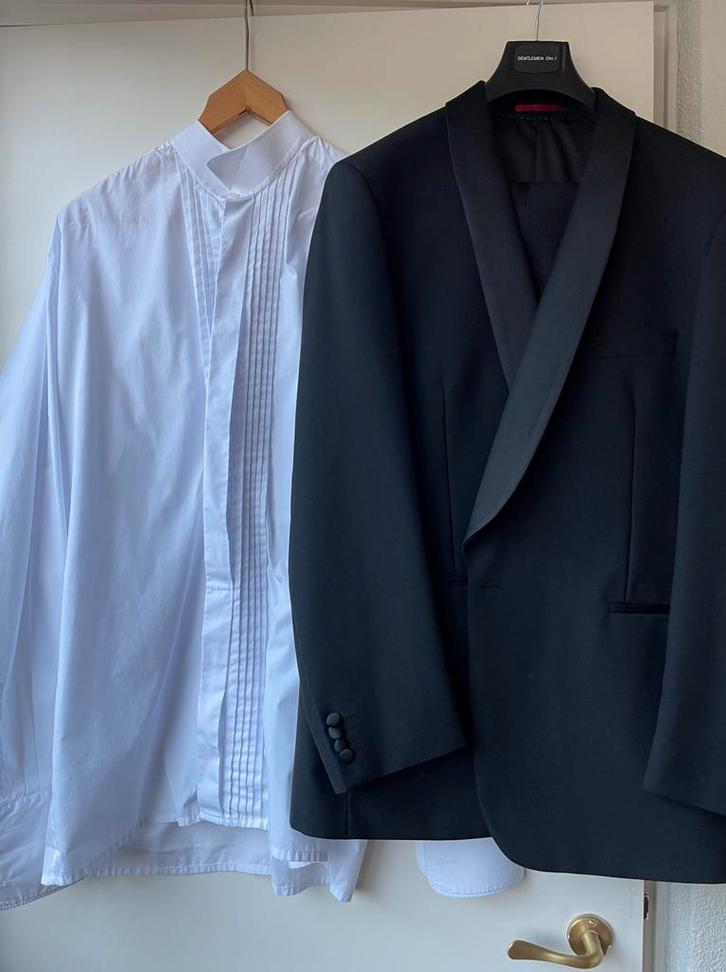 Suitable Smoking pak tweedelig maat 56 & overhemd 45, Kleding | Heren, Overhemden, Zo goed als nieuw, Overige halswijdtes, Wit