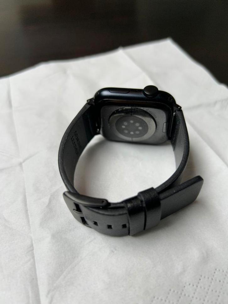 Nieuwe Lederen Apple Watch Band 42/44/45/49mm, Sieraden, Tassen en Uiterlijk, Smartwatches, Nieuw, iOS, Zwart, Hartslag, Waterdicht