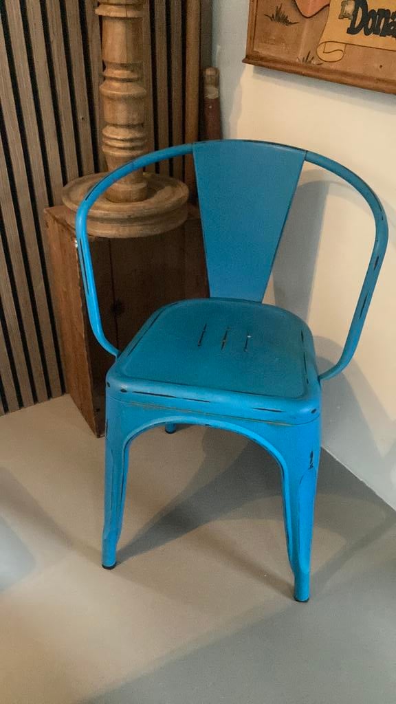1 industriële stoel bureaustoel metaal blauw, Ophalen, Blauw, Zo goed als nieuw, Metaal