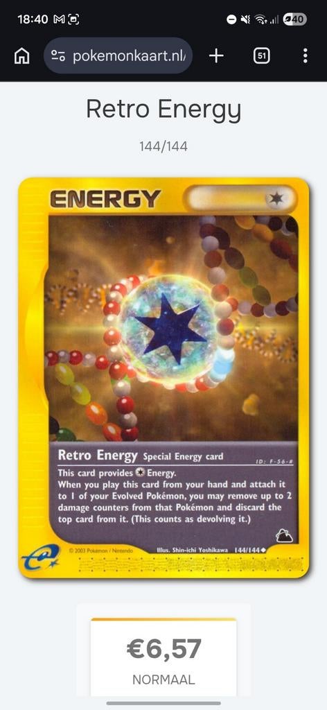 Zeldzame Pokemon Energy kaart uit 2003, Ophalen of Verzenden, Zo goed als nieuw, Losse kaart
