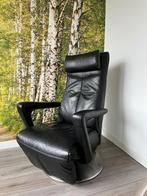 Nette Prominent Relaxfauteuil Zwart Leer Draaibaar M, Minder dan 75 cm, Leer, Zo goed als nieuw, 50 tot 75 cm