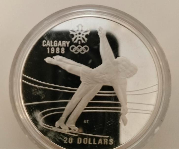 Zilveren 925 Munt - Calgary Olympische Spelen 1987, Postzegels en Munten, Munten | Nederland, Ophalen
