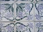 52 Antieke jugendstil wandtegels groene/lila afbeelding, Antiek en Kunst, Antiek | Wandborden en Tegels, Ophalen