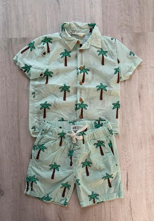 H&M mintgroen palmboom pakje zomer setje short blouse 92, Kinderen en Baby's, Kinderkleding | Maat 92, Zo goed als nieuw, Jongen of Meisje