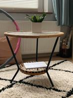Rotan Bijzettafeltje met Glazen Blad, Minder dan 55 cm, Gebruikt, Rond, Ophalen