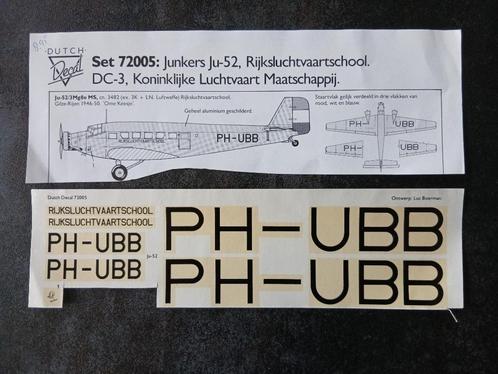 Junkers Ju-52 Rijksluchtvaartschool. Dutch Decal Set 72005, Hobby en Vrije tijd, Modelbouw | Vliegtuigen en Helikopters, Zo goed als nieuw