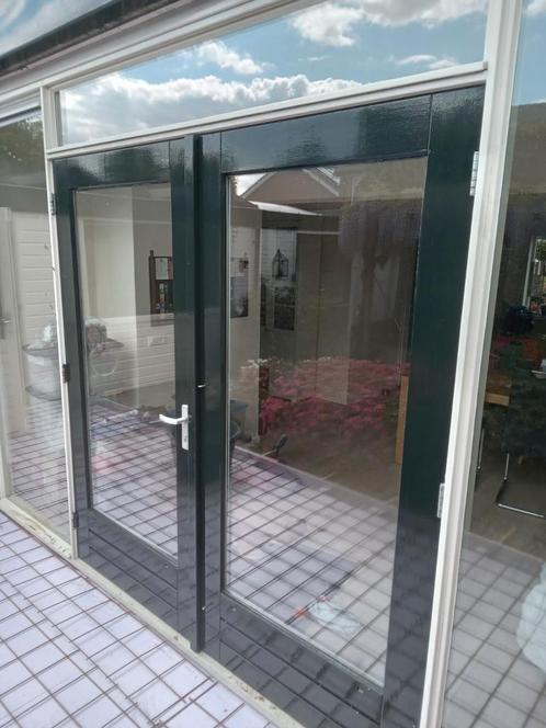 Dubbele tuindeuren hr++ glas izgs met 3 puntsluiting, Doe-het-zelf en Verbouw, Deuren en Horren, Gebruikt, Buitendeur, 200 tot 215 cm