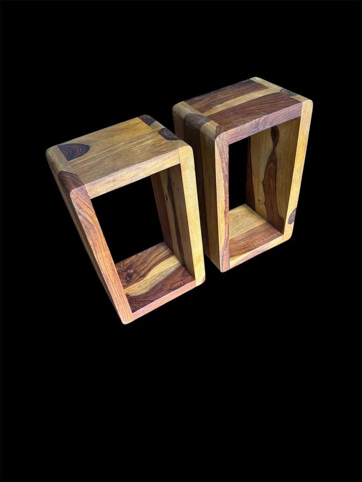 Wandkubussen set van acacia/sheesham, Huis en Inrichting, Woonaccessoires | Wandplanken en Boekenplanken, Nieuw, Ophalen of Verzenden