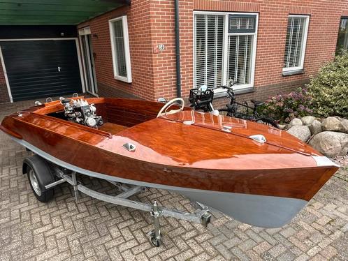 Mahoniehouten speedboot UNIEK project!!!!!!!, Watersport en Boten, Motorboten en Motorjachten, Gebruikt, Hout, Tot 6 meter, Benzine