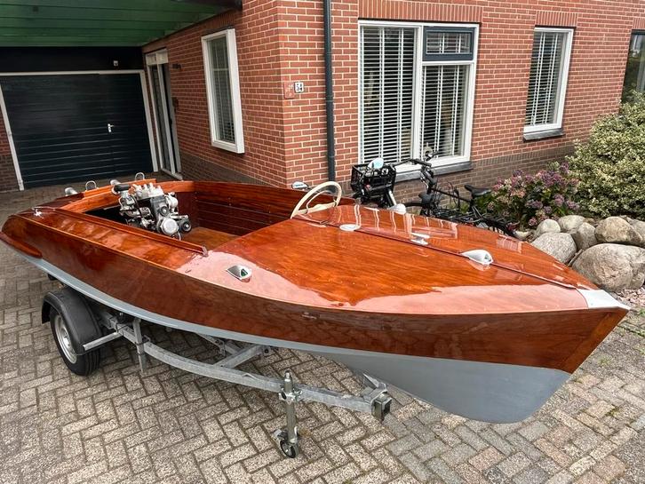 Mahoniehouten speedboot UNIEK winter project!!!!!!!, Watersport en Boten, Motorboten en Motorjachten, Gebruikt, Hout, Tot 6 meter