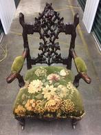 Antieke Houten Horrix Stoel met Bloemmotief, Antiek en Kunst, Ophalen