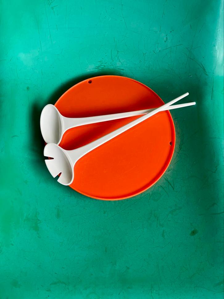 Vintage IKEA space age slabestek opscheplepels set, Huis en Inrichting, Keuken | Bestek, Zo goed als nieuw, Bestekset, Kunststof